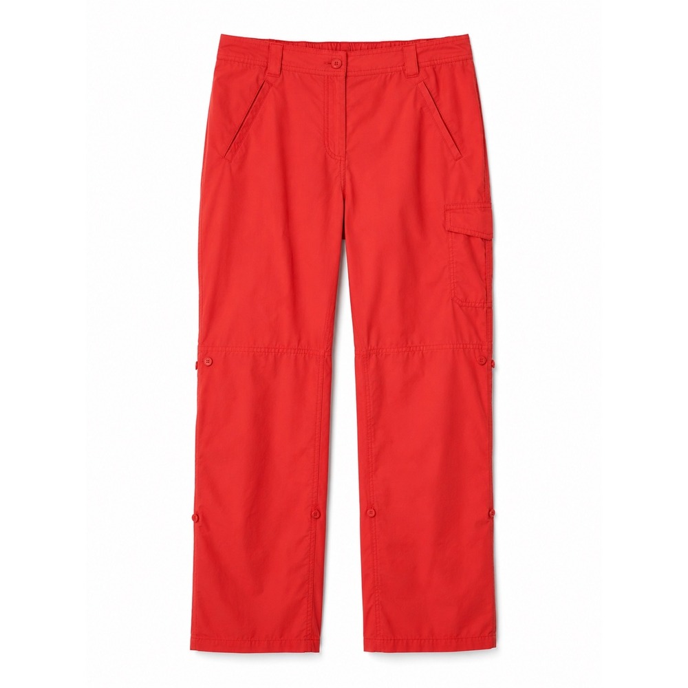 Lands' End Performance Poplin Convertible Cargo Roll Tab Pants Red Size 18